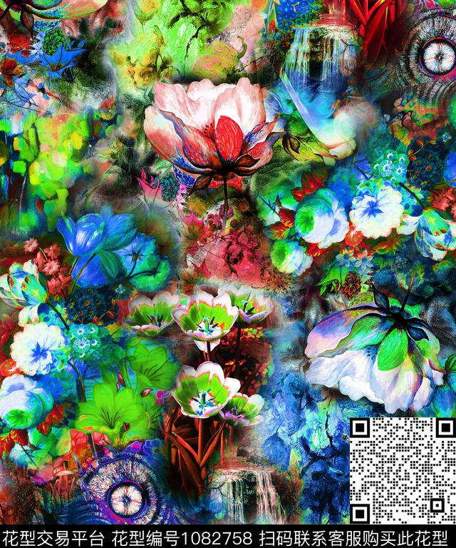 数码华亿平台水彩花卉油画华亿平台数码印花华亿平台下载（图片编号: 1082758） - 瓦栏（Walan）