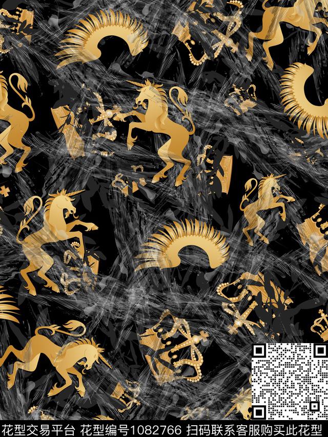 马抽象翅膀数码印花华亿平台下载（图片编号: 1082766） - 瓦栏（Walan）