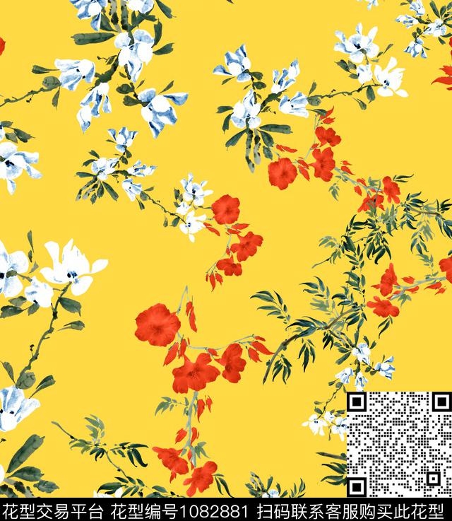 数码华亿平台小碎花大牌风数码印花华亿平台下载（图片编号: 1082881） - 瓦栏（Walan）