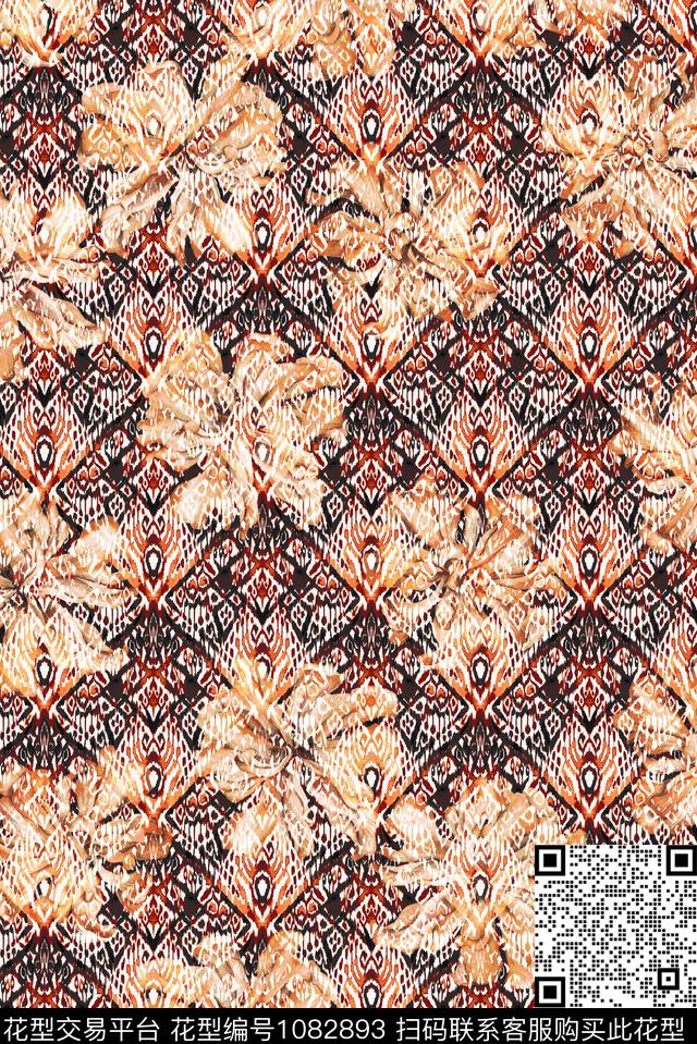 数码华亿平台民族风花卉数码印花华亿平台下载（图片编号: 1082893） - 瓦栏（Walan）