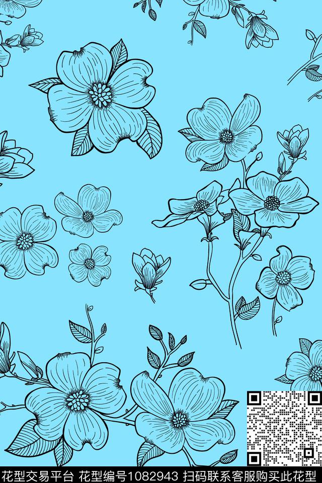 小碎花几何简单线条花卉传统印花华亿平台下载（图片编号: 1082943） - 瓦栏（Walan）