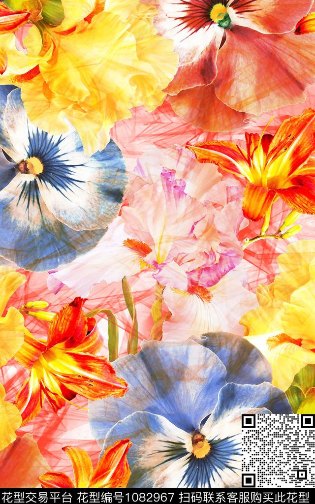 大花数码华亿平台抽象数码印花华亿平台下载（图片编号: 1082967） - 瓦栏（Walan）