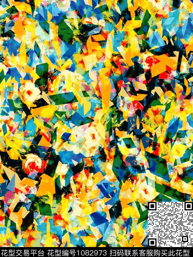 数码华亿平台抽象几何数码印花华亿平台下载（图片编号: 1082973） - 瓦栏（Walan）