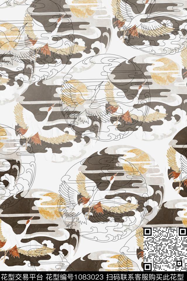 数码华亿平台民族风仙鹤数码印花华亿平台下载（图片编号: 1083023） - 瓦栏（Walan）
