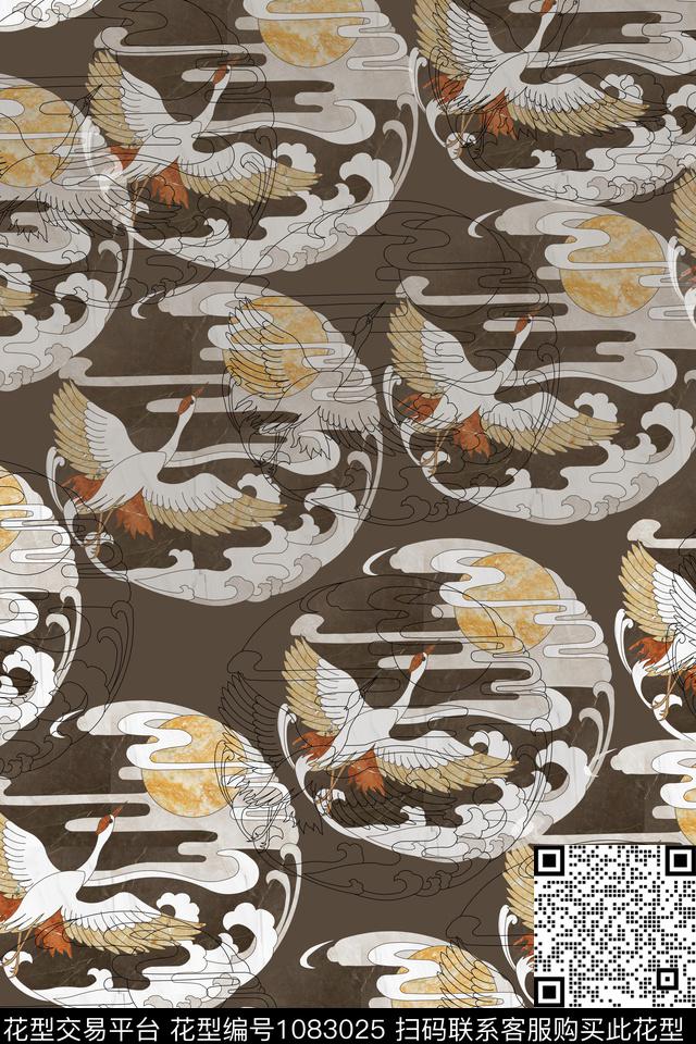 数码华亿平台民族风仙鹤数码印花华亿平台下载（图片编号: 1083025） - 瓦栏（Walan）