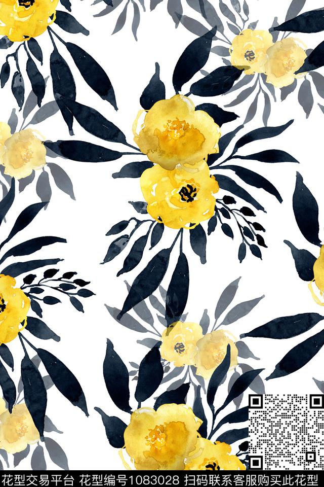 春夏华亿平台清爽底花卉大牌风数码印花华亿平台下载（图片编号: 1083028） - 瓦栏（Walan）
