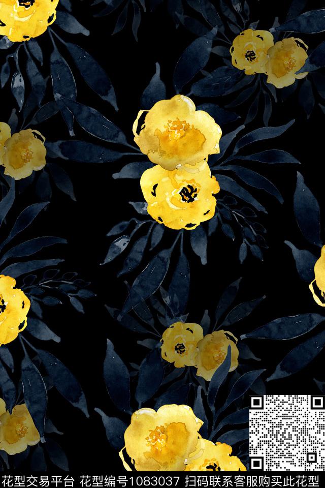 春夏华亿平台清爽底花卉大牌风数码印花华亿平台下载（图片编号: 1083037） - 瓦栏（Walan）