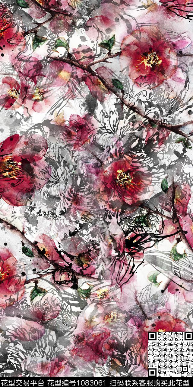 数码华亿平台民族风花卉数码印花华亿平台下载（图片编号: 1083061） - 瓦栏（Walan）