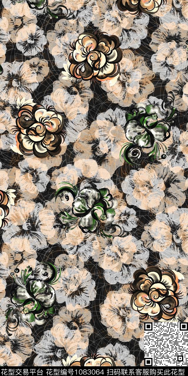 数码华亿平台民族风花卉数码印花华亿平台下载（图片编号: 1083064） - 瓦栏（Walan）