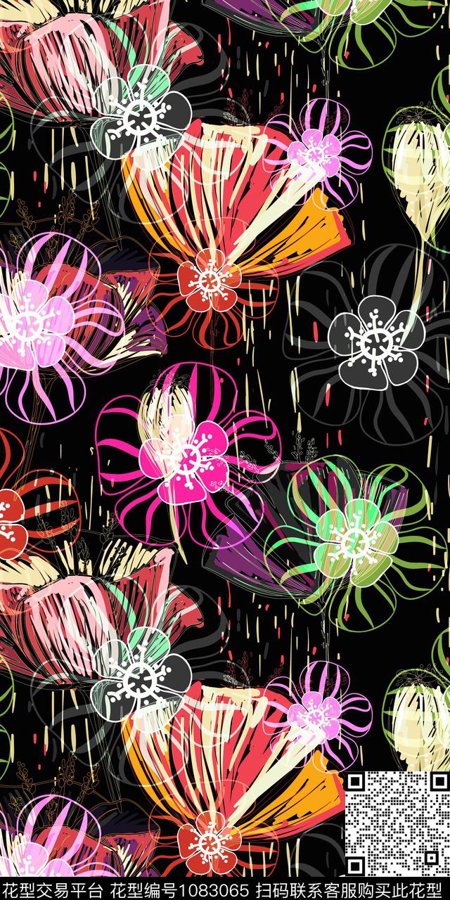 数码华亿平台花卉大牌风数码印花华亿平台下载（图片编号: 1083065） - 瓦栏（Walan）