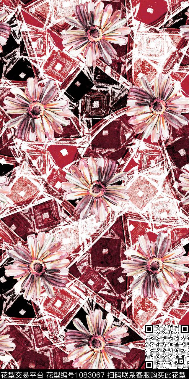 数码华亿平台民族风抽象数码印花华亿平台下载（图片编号: 1083067） - 瓦栏（Walan）