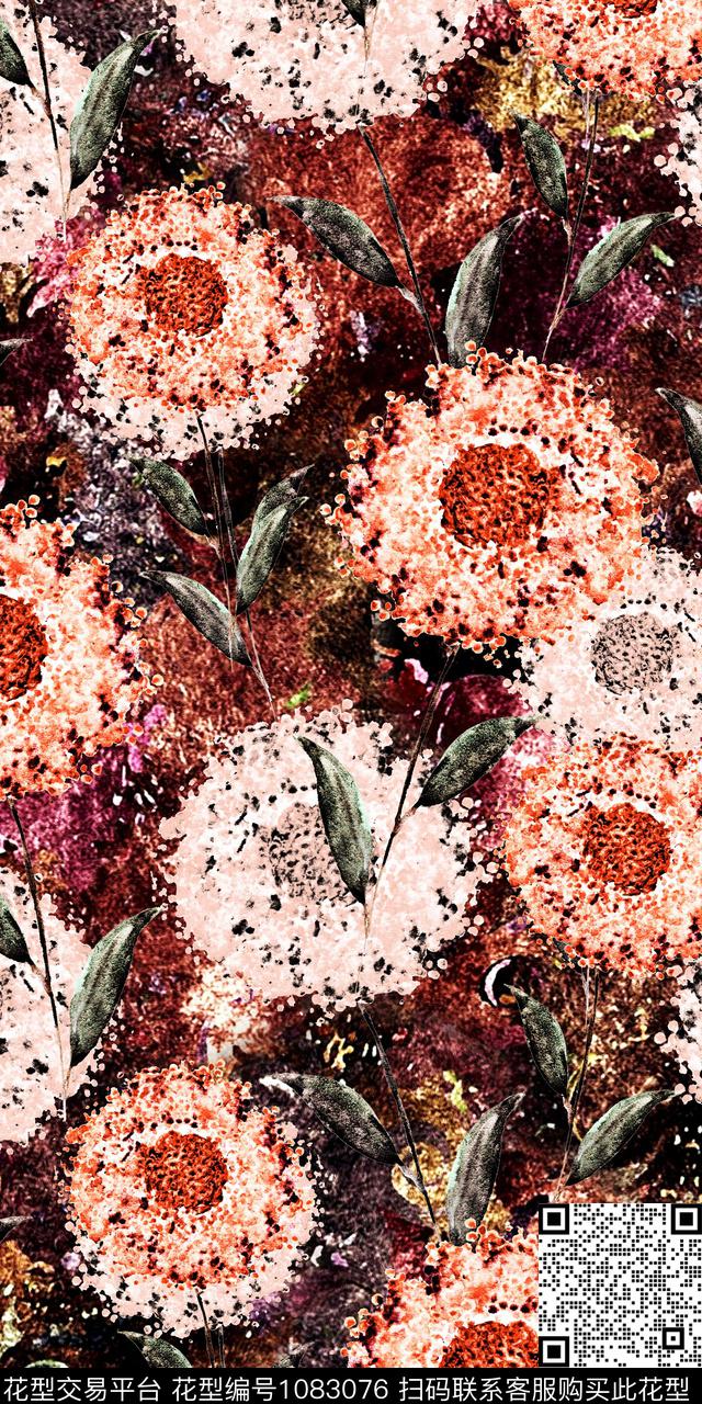数码华亿平台民族风花卉数码印花华亿平台下载（图片编号: 1083076） - 瓦栏（Walan）