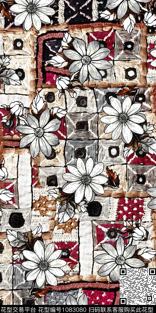 数码华亿平台民族风抽象数码印花华亿平台下载（图片编号: 1083080） - 瓦栏（Walan）