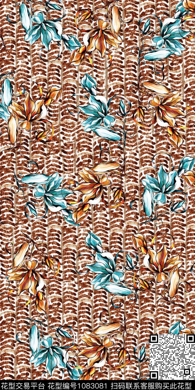 数码华亿平台民族风花卉数码印花华亿平台下载（图片编号: 1083081） - 瓦栏（Walan）