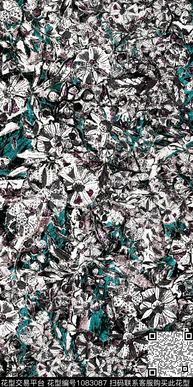 数码华亿平台花卉大牌风数码印花华亿平台下载（图片编号: 1083087） - 瓦栏（Walan）