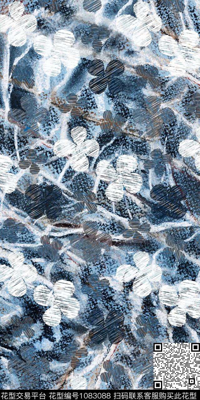 数码华亿平台抽象花卉数码印花华亿平台下载（图片编号: 1083088） - 瓦栏（Walan）
