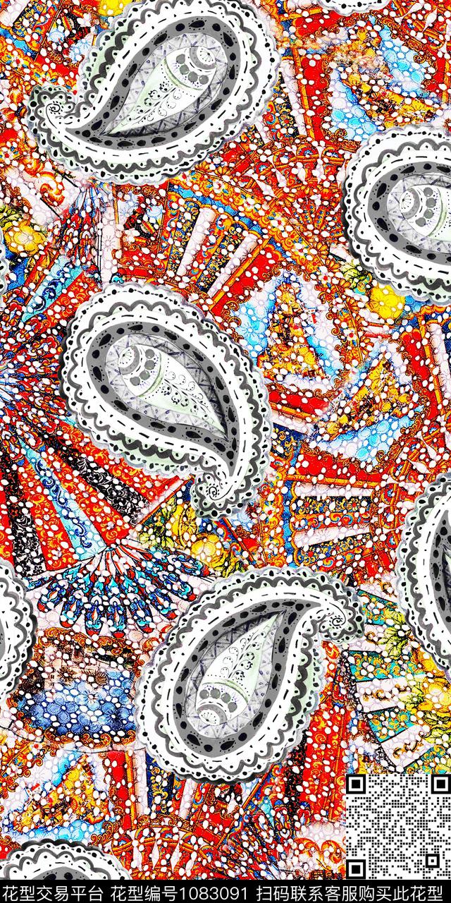 数码华亿平台民族风抽象数码印花华亿平台下载（图片编号: 1083091） - 瓦栏（Walan）