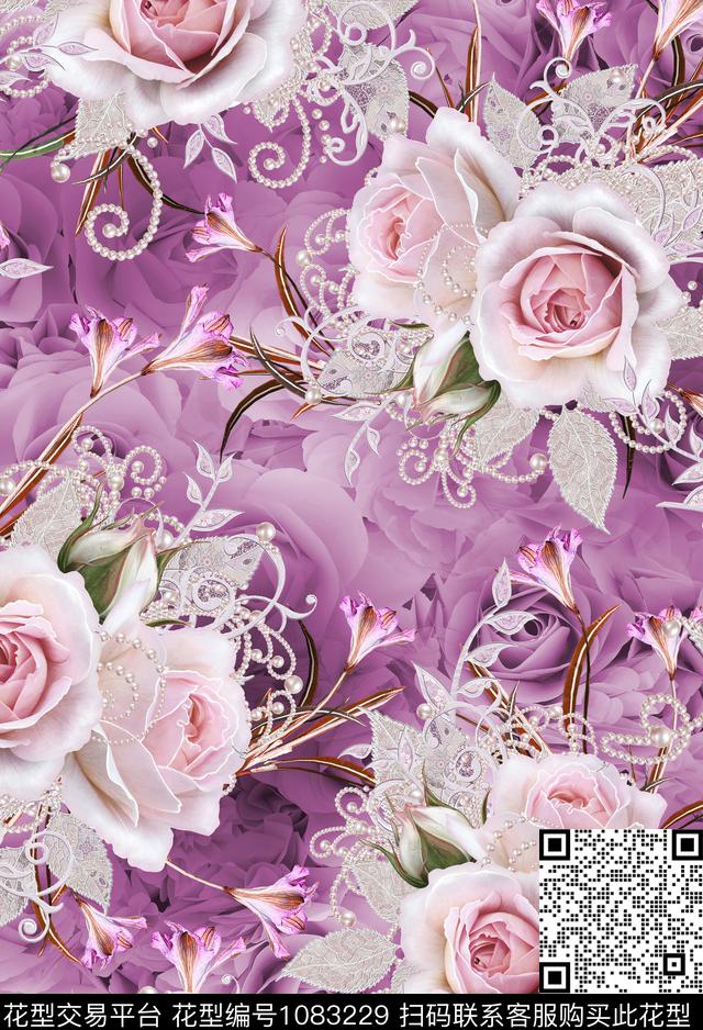 数码华亿平台花卉女装数码印花华亿平台下载（图片编号: 1083229） - 瓦栏（Walan）