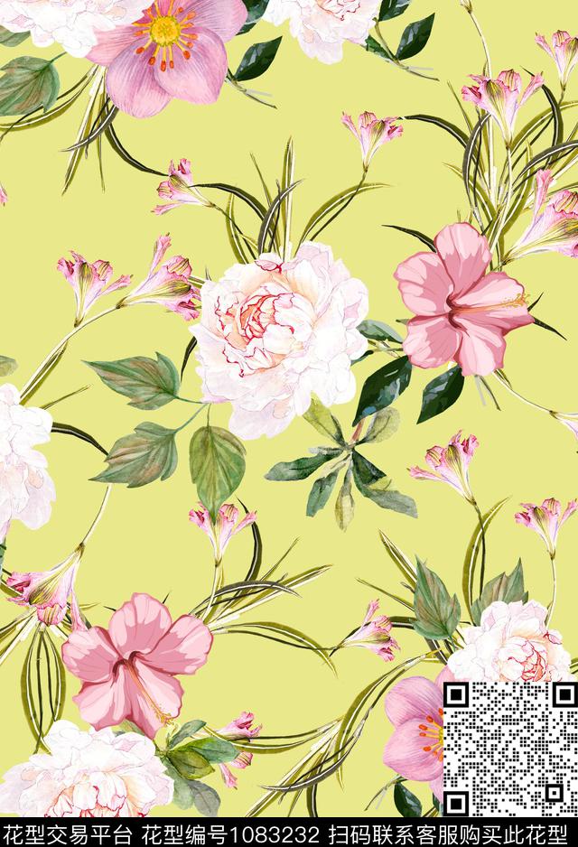 花卉女装清爽底花卉数码印花华亿平台下载（图片编号: 1083232） - 瓦栏（Walan）