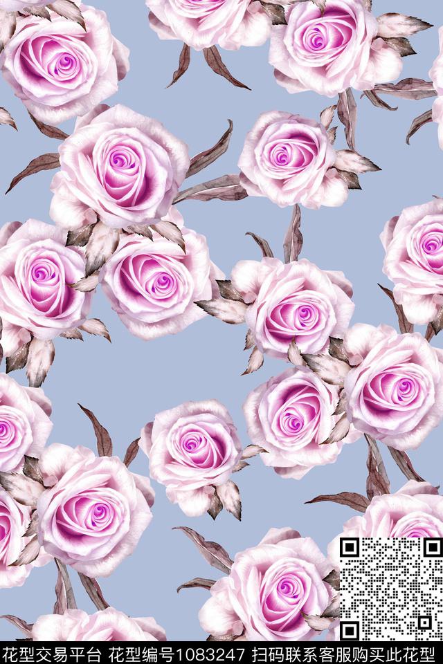 花卉女装清爽底花卉数码印花华亿平台下载（图片编号: 1083247） - 瓦栏（Walan）