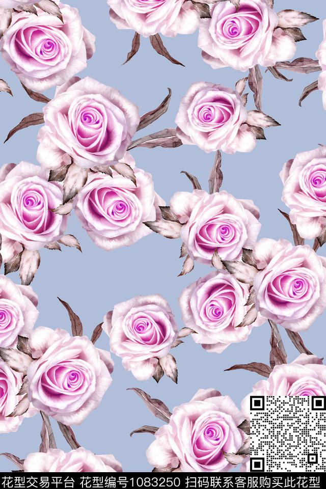 花卉女装清爽底花卉数码印花华亿平台下载（图片编号: 1083250） - 瓦栏（Walan）