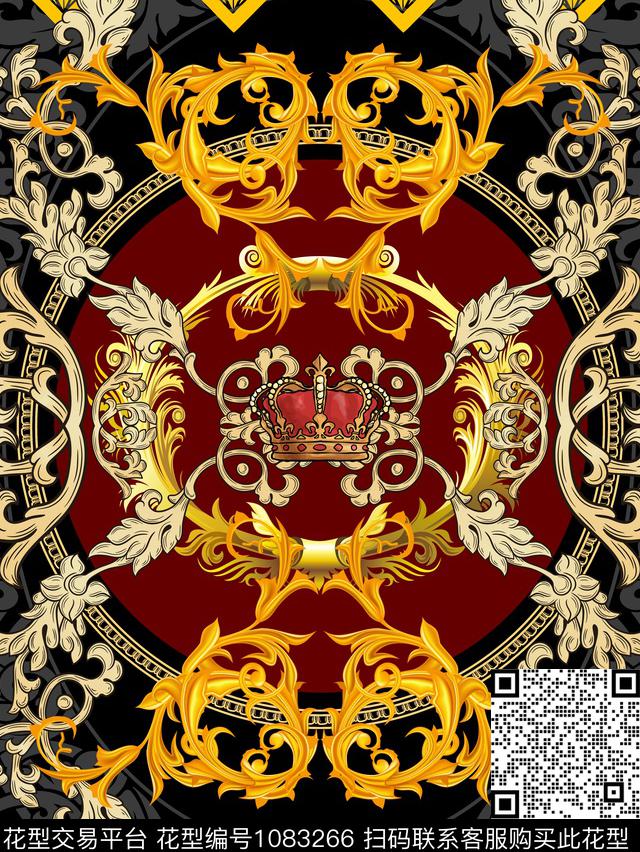 大牌风欧式花边金色花纹数码印花华亿平台下载（图片编号: 1083266） - 瓦栏（Walan）