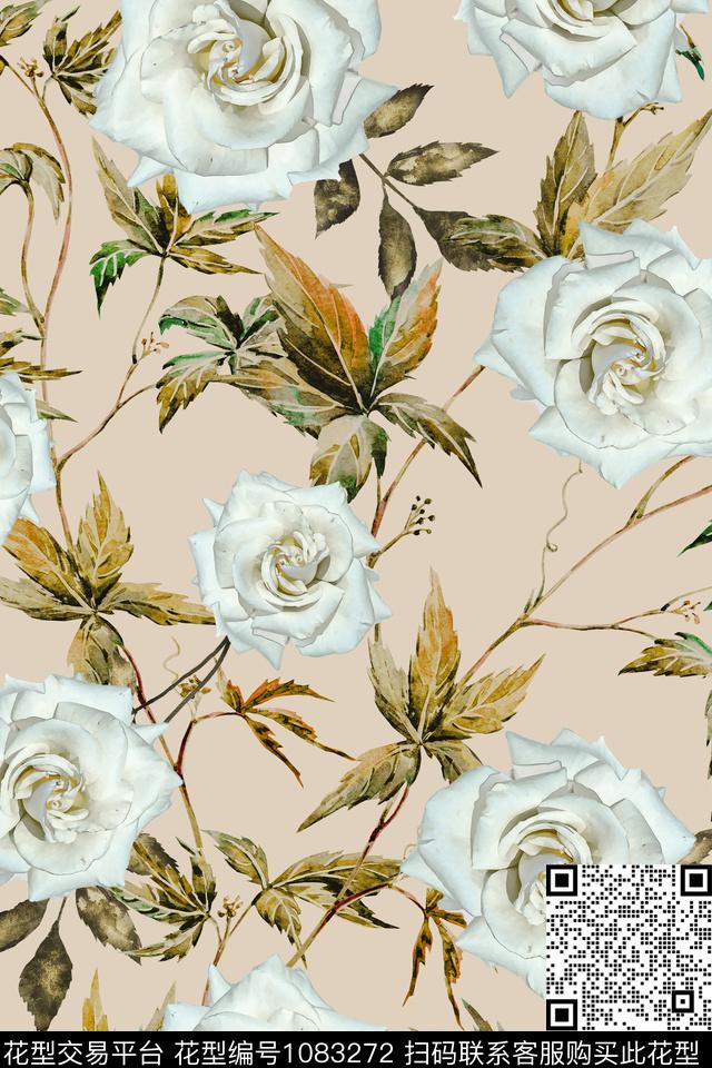 花卉女装清爽底花卉数码印花华亿平台下载（图片编号: 1083272） - 瓦栏（Walan）