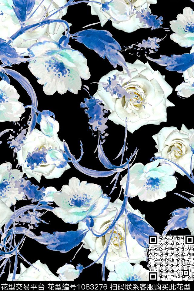花卉女装清爽底花卉数码印花华亿平台下载（图片编号: 1083276） - 瓦栏（Walan）