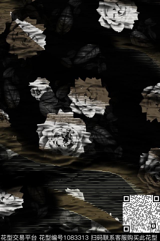 花卉潮牌大牌风数码印花华亿平台下载（图片编号: 1083313） - 瓦栏（Walan）