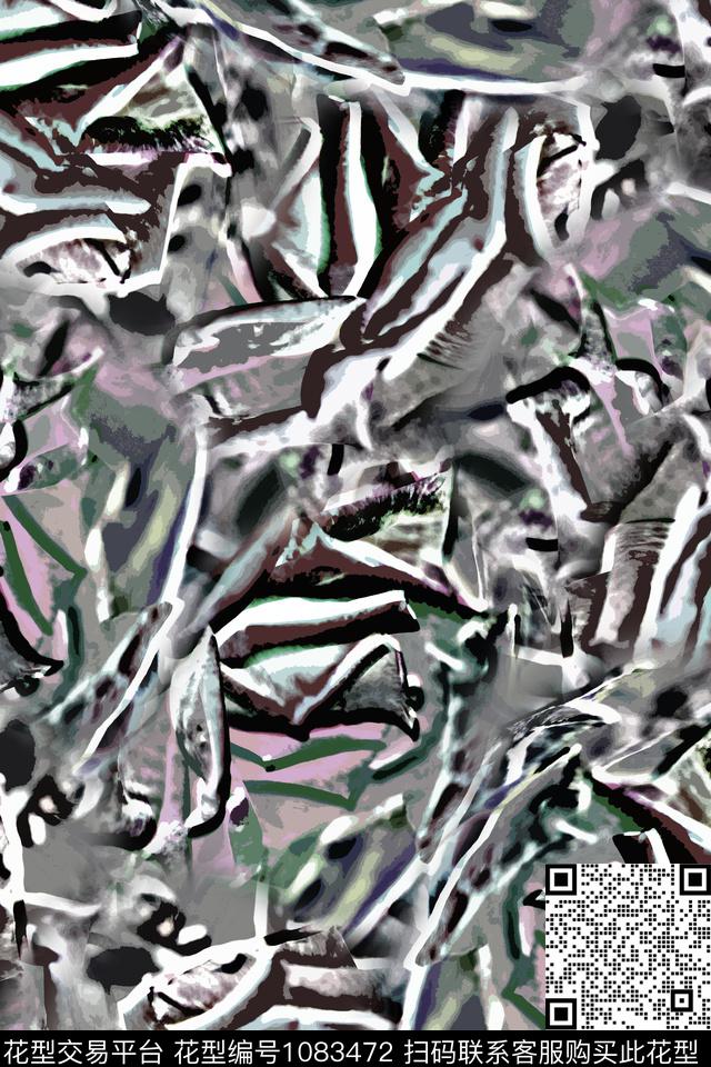抽象花卉肌理男装数码印花华亿平台下载（图片编号: 1083472） - 瓦栏（Walan）