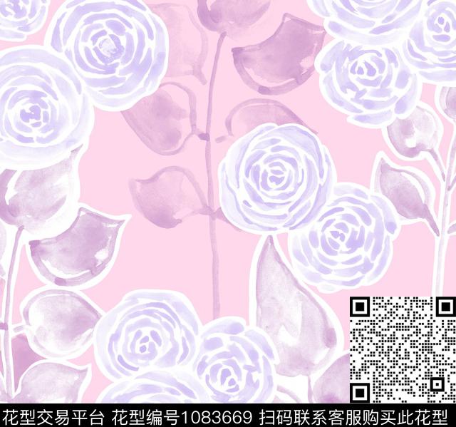 素雅花卉清爽底花卉传统印花华亿平台下载（图片编号: 1083669） - 瓦栏（Walan）