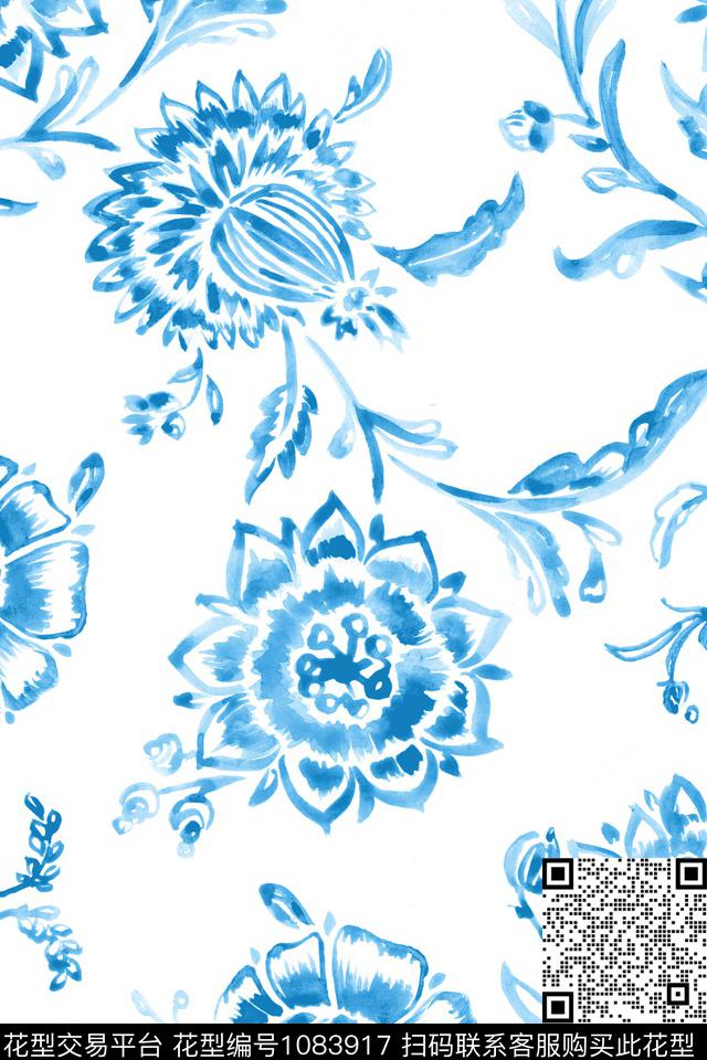 大花花卉墙纸传统印花华亿平台下载（图片编号: 1083917） - 瓦栏（Walan）