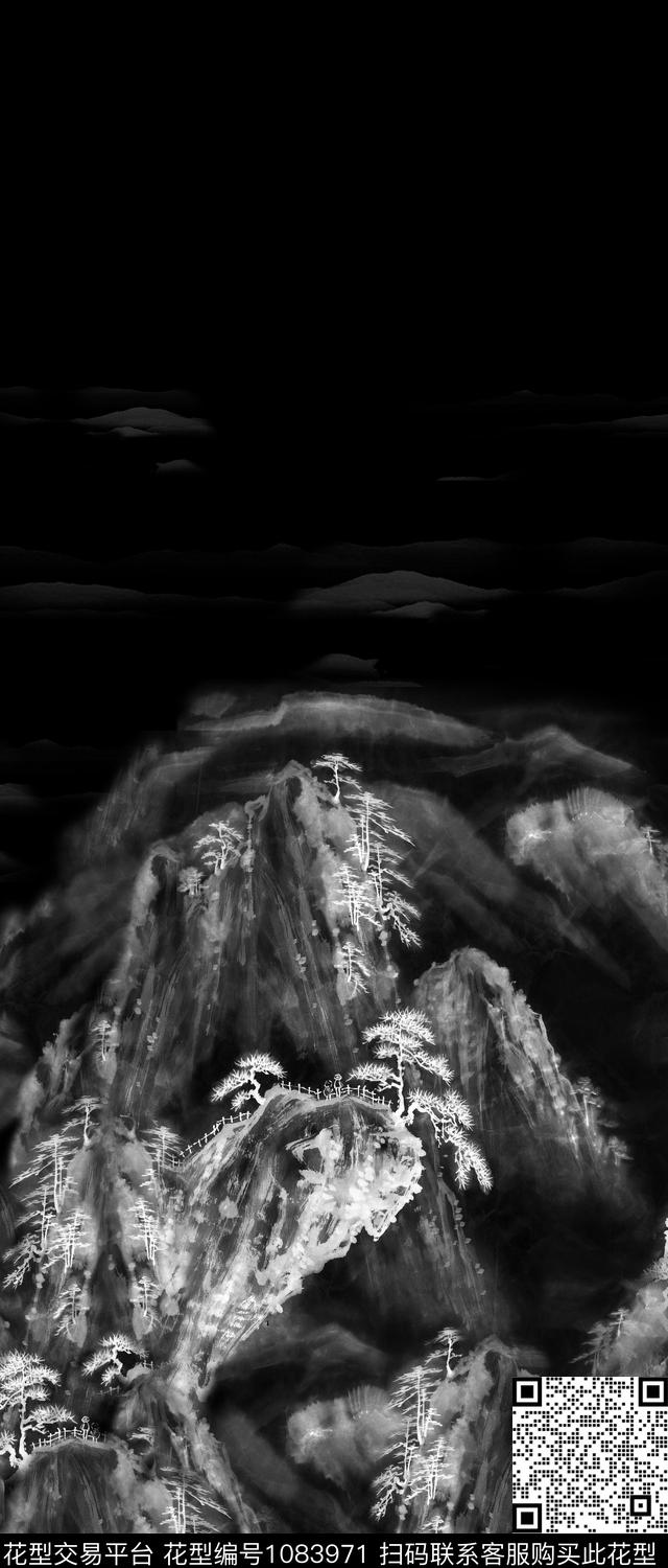 风景定位水墨风国画数码印花华亿平台下载（图片编号: 1083971） - 瓦栏（Walan）