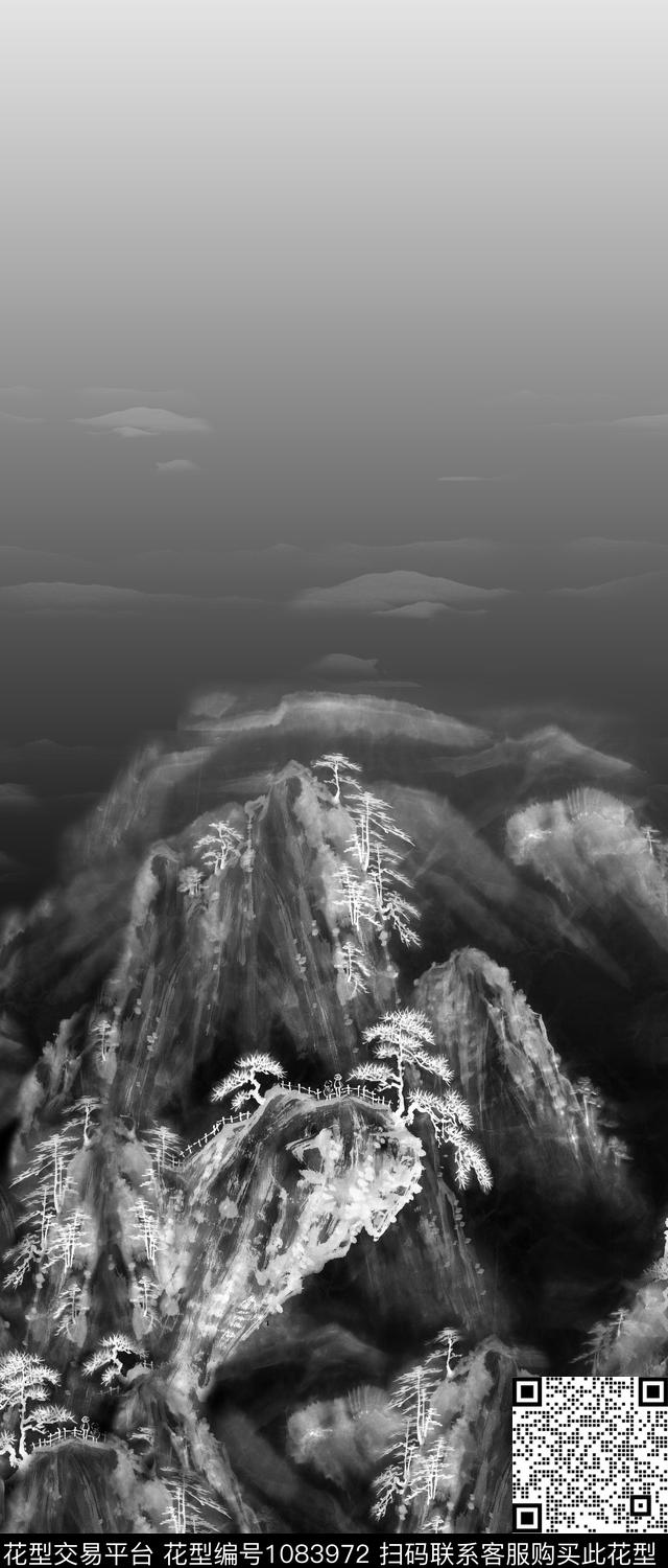 风景定位水墨风国画数码印花华亿平台下载（图片编号: 1083972） - 瓦栏（Walan）