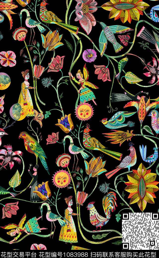 数码华亿平台春夏华亿平台花卉数码印花华亿平台下载（图片编号: 1083988） - 瓦栏（Walan）