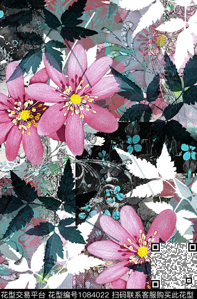 花卉抽象底纹女装数码印花华亿平台下载（图片编号: 1084022） - 瓦栏（Walan）