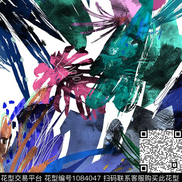 创意花卉方巾数码印花华亿平台下载（图片编号: 1084047） - 瓦栏（Walan）