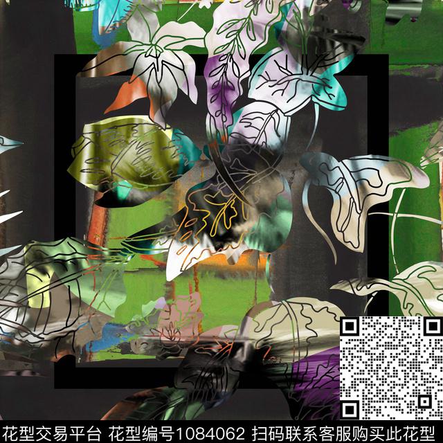 创意花卉方巾数码印花华亿平台下载（图片编号: 1084062） - 瓦栏（Walan）