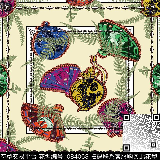 创意花卉方巾数码印花华亿平台下载（图片编号: 1084063） - 瓦栏（Walan）