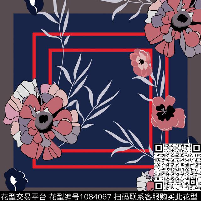 创意花卉方巾传统印花华亿平台下载（图片编号: 1084067） - 瓦栏（Walan）