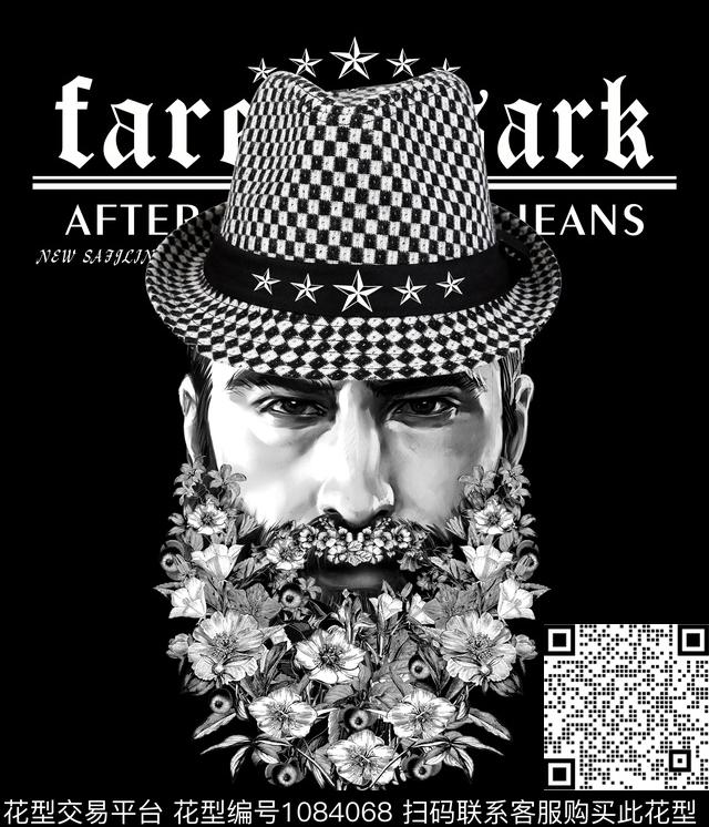 人物抽象潮牌数码印花华亿平台下载（图片编号: 1084068） - 瓦栏（Walan）