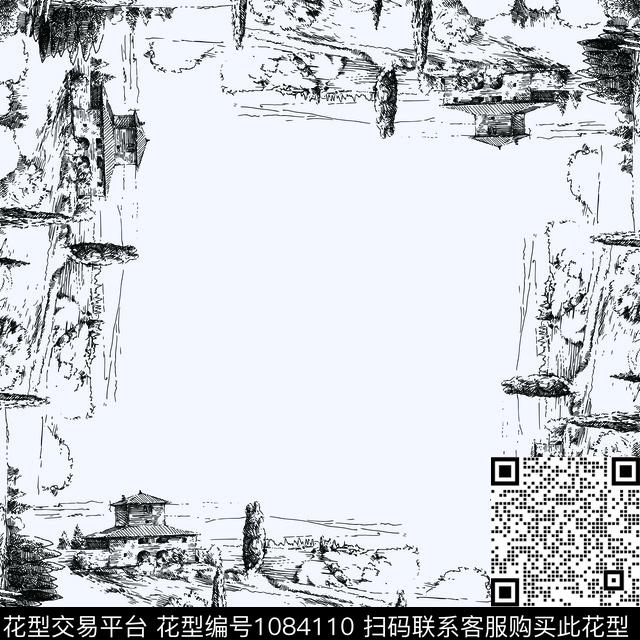 大牌风线条画欧美传统印花华亿平台下载（图片编号: 1084110） - 瓦栏（Walan）