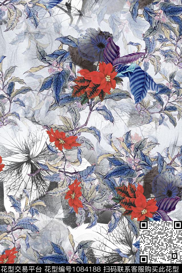 花卉手绘花卉油画华亿平台数码印花华亿平台下载（图片编号: 1084188） - 瓦栏（Walan）