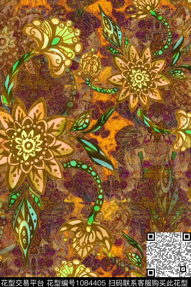 数码华亿平台彩底花卉花卉数码印花华亿平台下载（图片编号: 1084405） - 瓦栏（Walan）