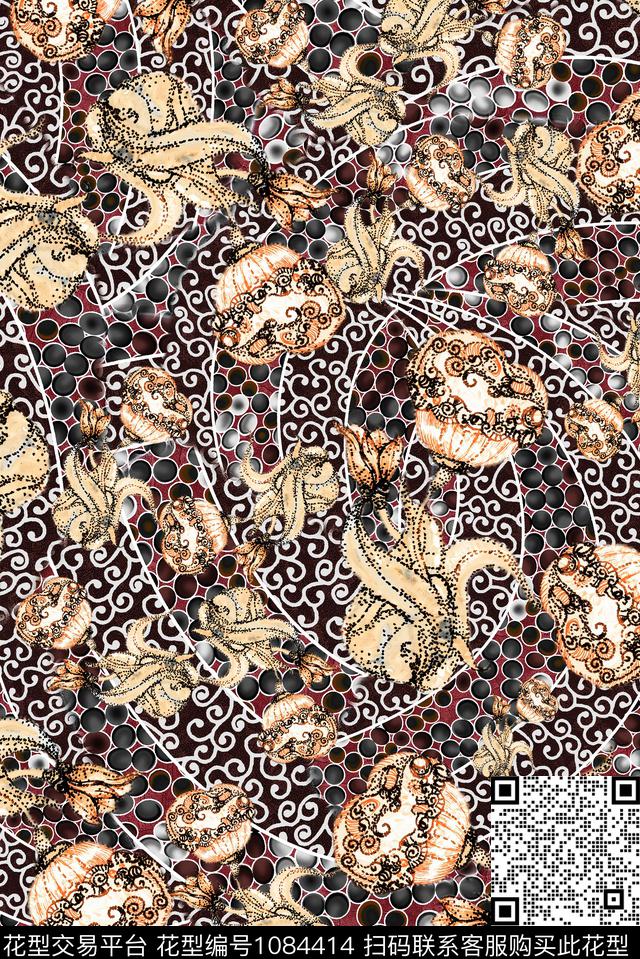 数码华亿平台抽象几何数码印花华亿平台下载（图片编号: 1084414） - 瓦栏（Walan）