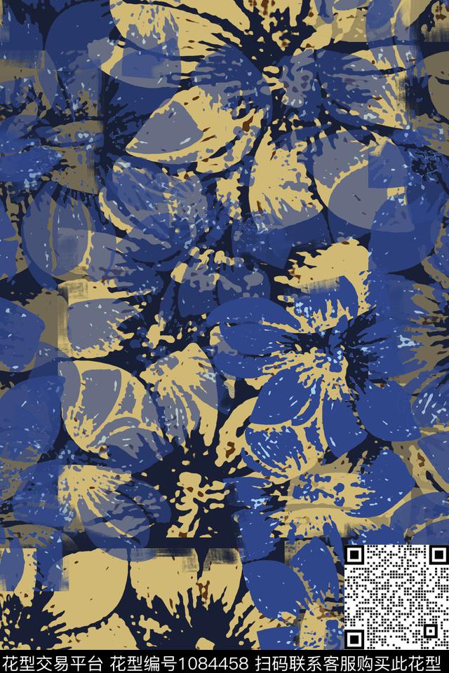 民族花卉风格化花卉迷彩数码印花华亿平台下载（图片编号: 1084458） - 瓦栏（Walan）