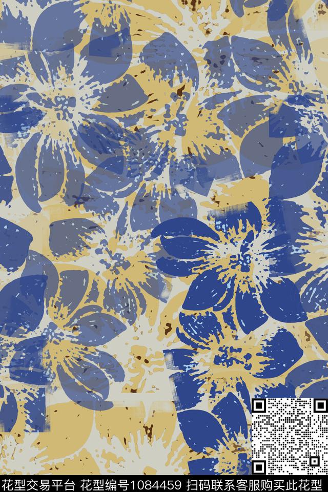 民族花卉风格化花卉迷彩数码印花华亿平台下载（图片编号: 1084459） - 瓦栏（Walan）