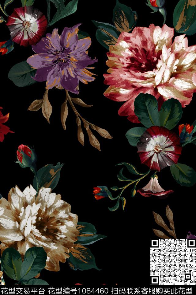 淑女大花衬衫数码印花华亿平台下载（图片编号: 1084460） - 瓦栏（Walan）