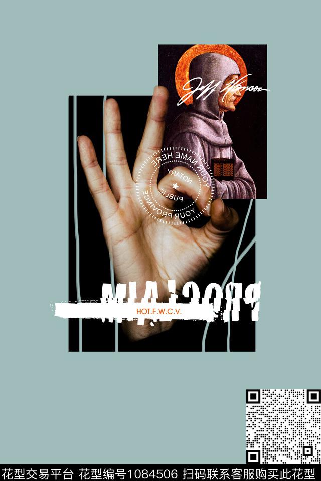 大牌男装祷告的手宗教人物数码印花华亿平台下载（图片编号: 1084506） - 瓦栏（Walan）