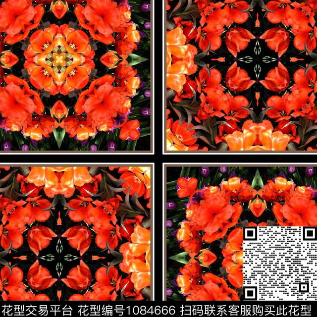 花卉女装几何数码印花华亿平台下载（图片编号: 1084666） - 瓦栏（Walan）